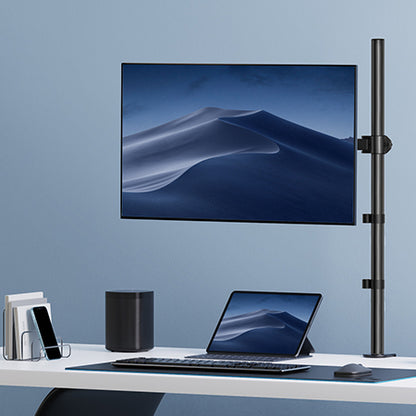 Ergonomic single monitor mount on desk for optimized workspace