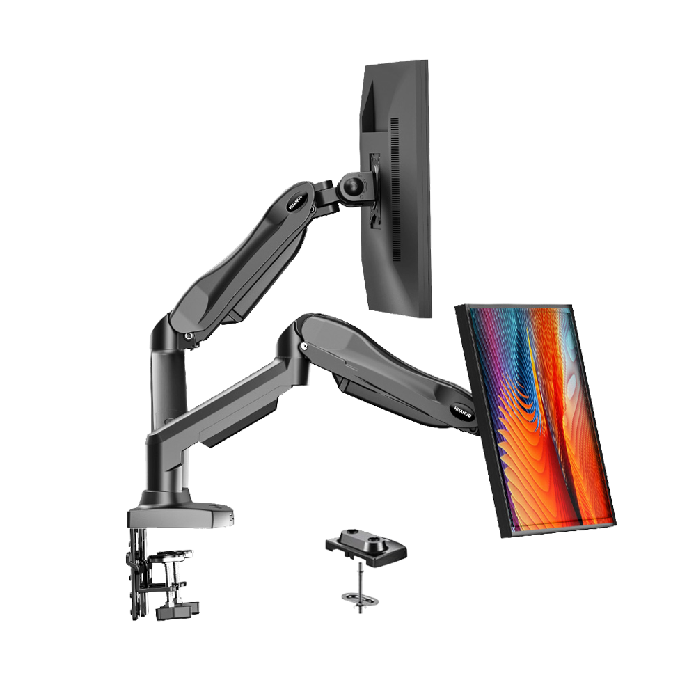 HUANUO dual monitor mount with adjustable arms for 13" to 30" screens