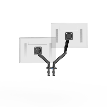 HUANUO dual monitor mount arms showcasing adjustable positioning for ergonomic setup