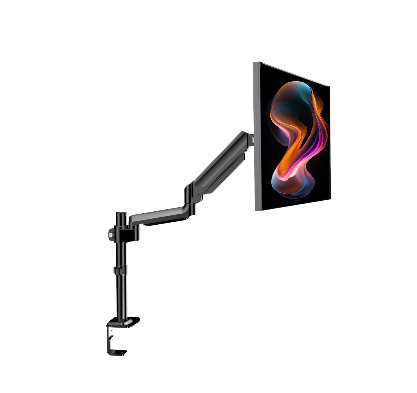 HUANUO single monitor mount for 13–32 inch monitors with C-clamp installation