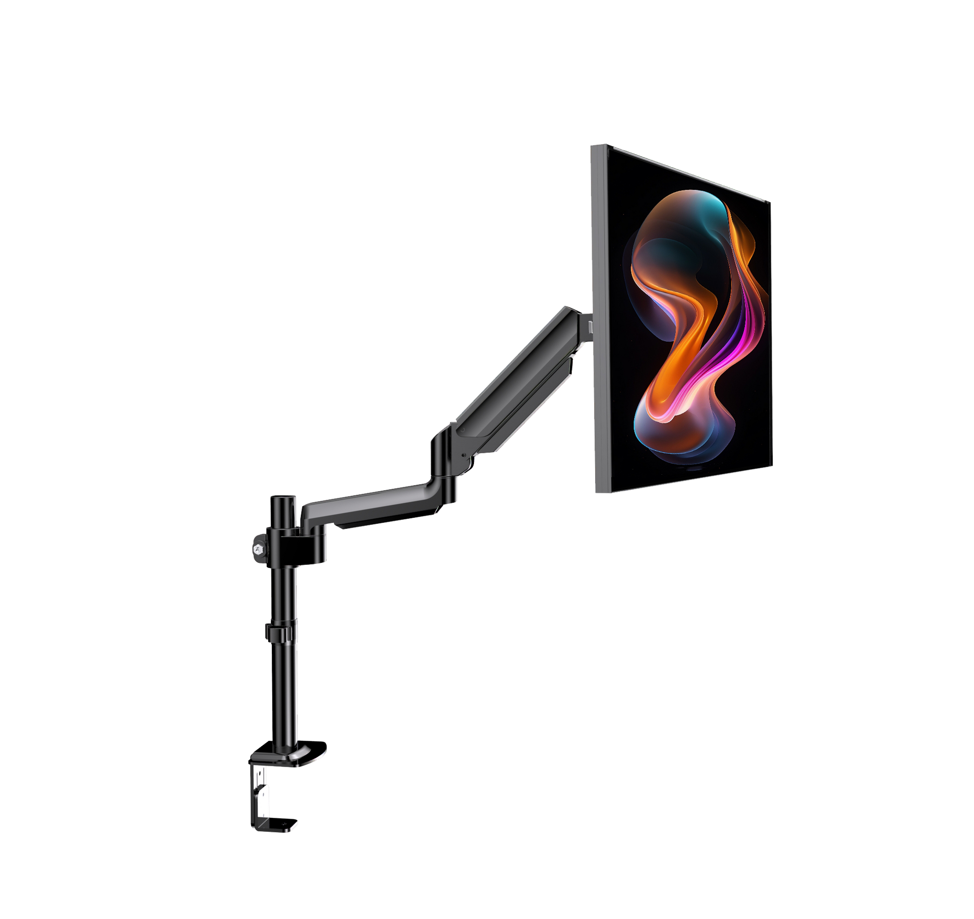 HUANUO single monitor mount for 13–32 inch monitors with C-clamp installation