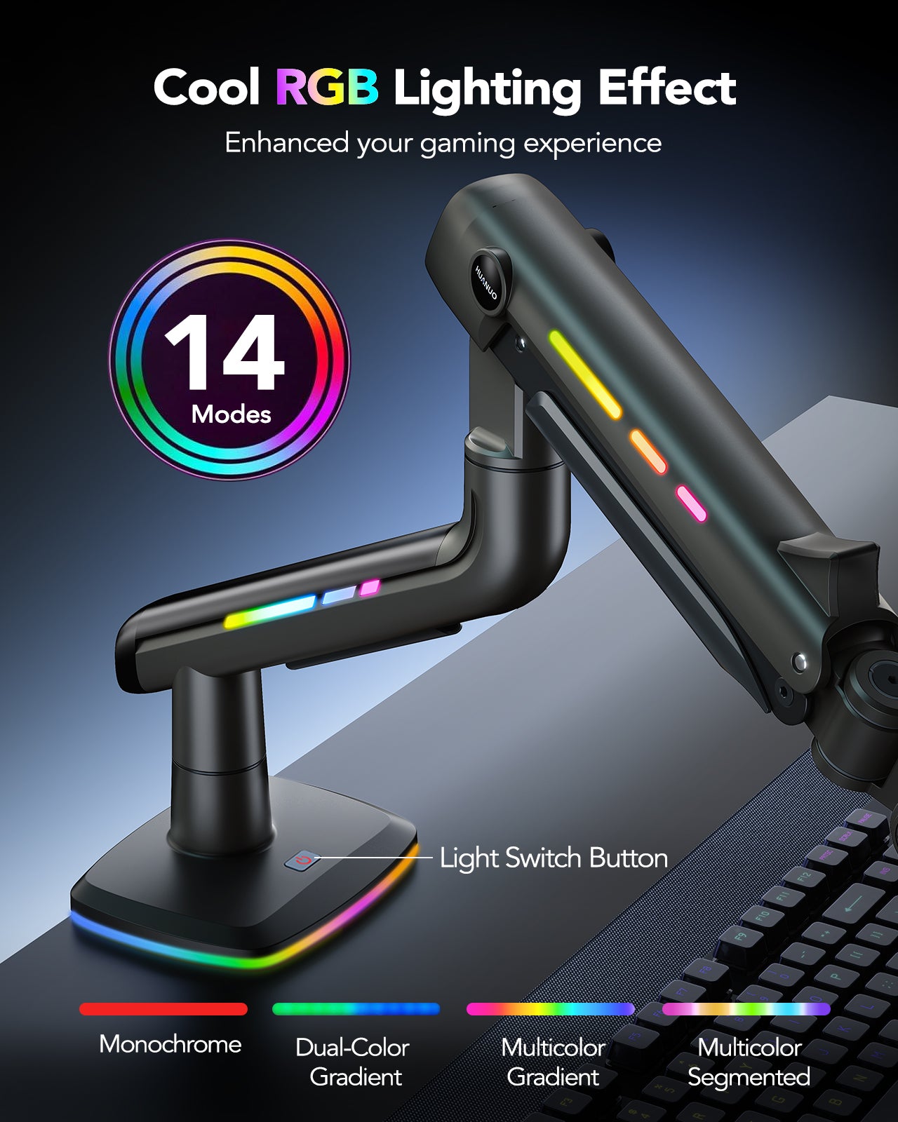 SS43 Single Monitor Arm with RGB Light
