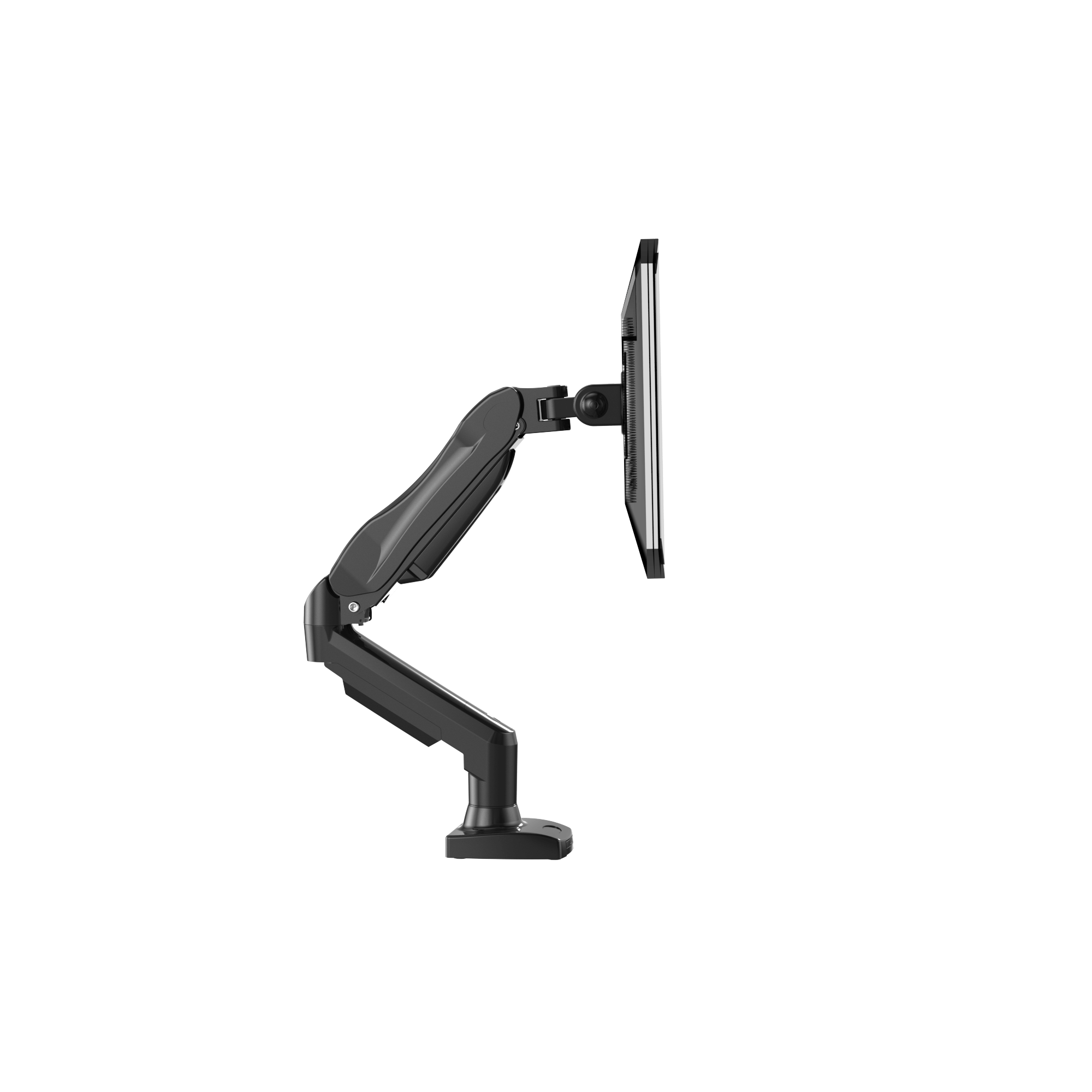 HUANUO single monitor mount side view with adjustable arm for ergonomic display.