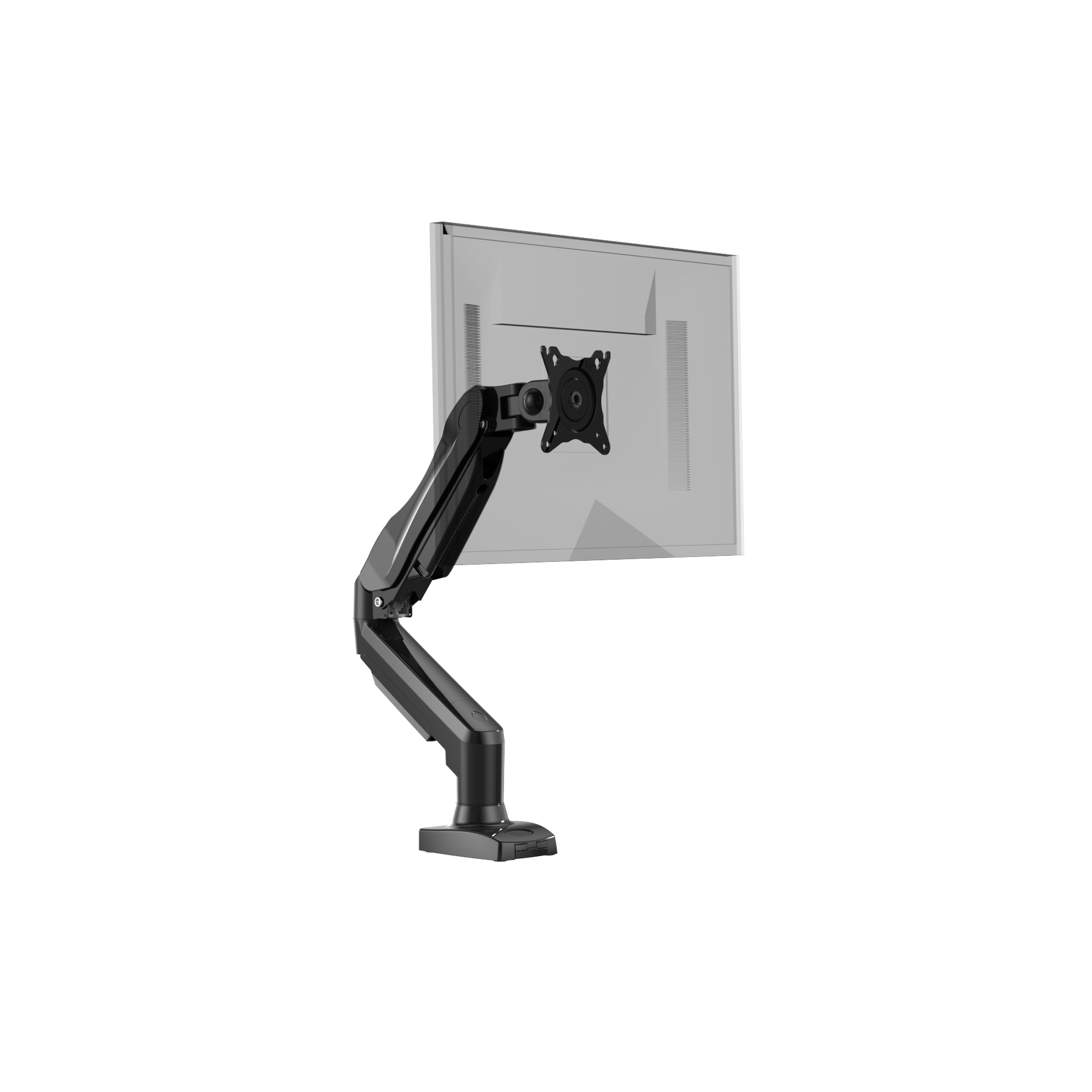 HUANUO single monitor mount side view with adjustable arm for 13-32 inch screens.