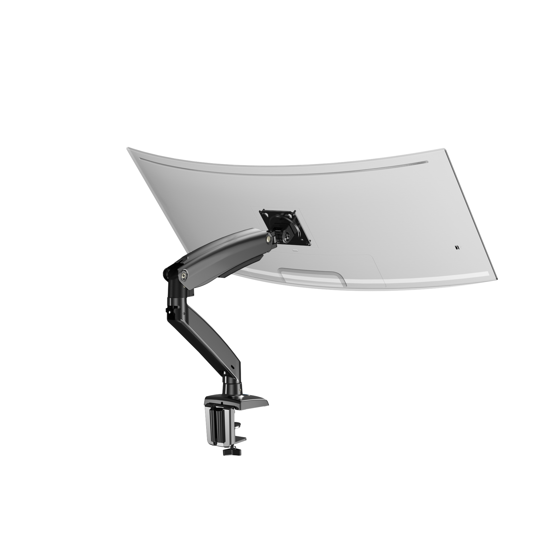 HUANUO single monitor mount showcasing sleek design and adjustable arm in workspace.