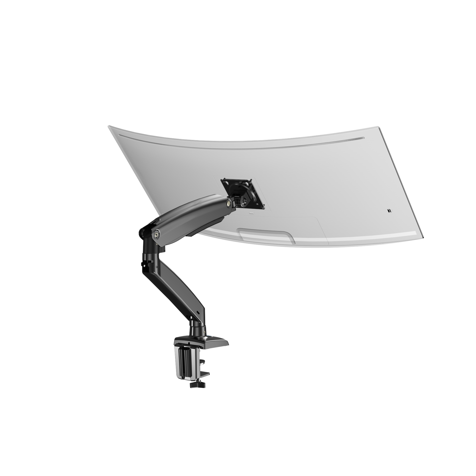 HUANUO single monitor mount showcasing sleek design and adjustable arm in workspace.