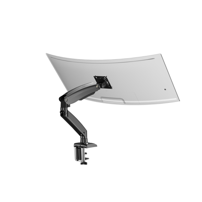 HUANUO single monitor mount showcasing sleek design and adjustable arm in workspace.