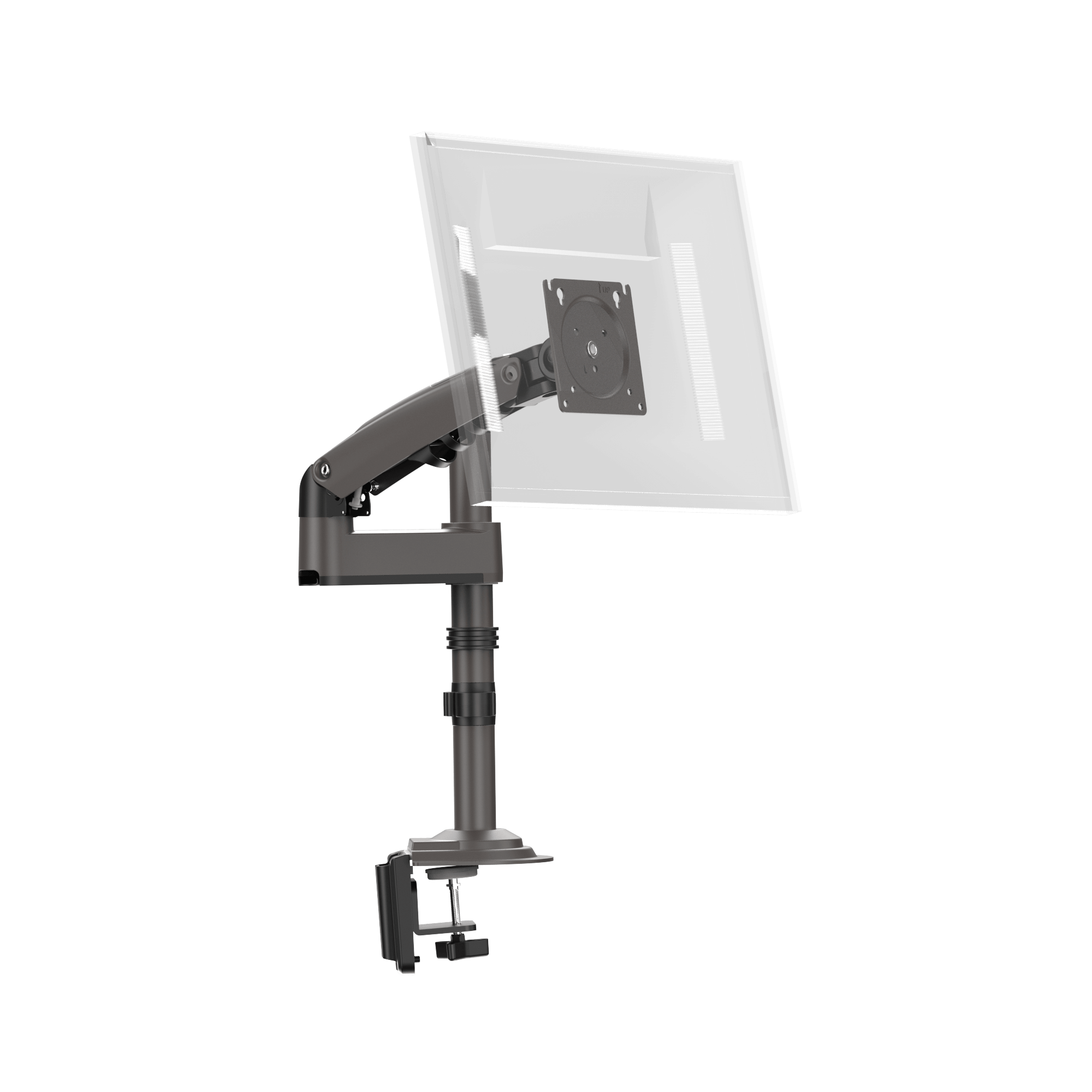 HUANUO adjustable single monitor mount with gas spring arm for ergonomic setup.