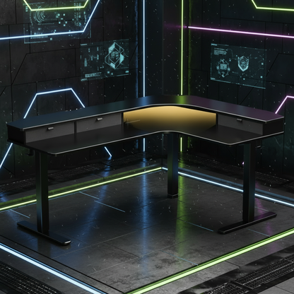 L-Shaped Standing Desk with Storage