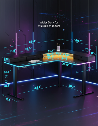 L-Shaped Standing Desk with Storage