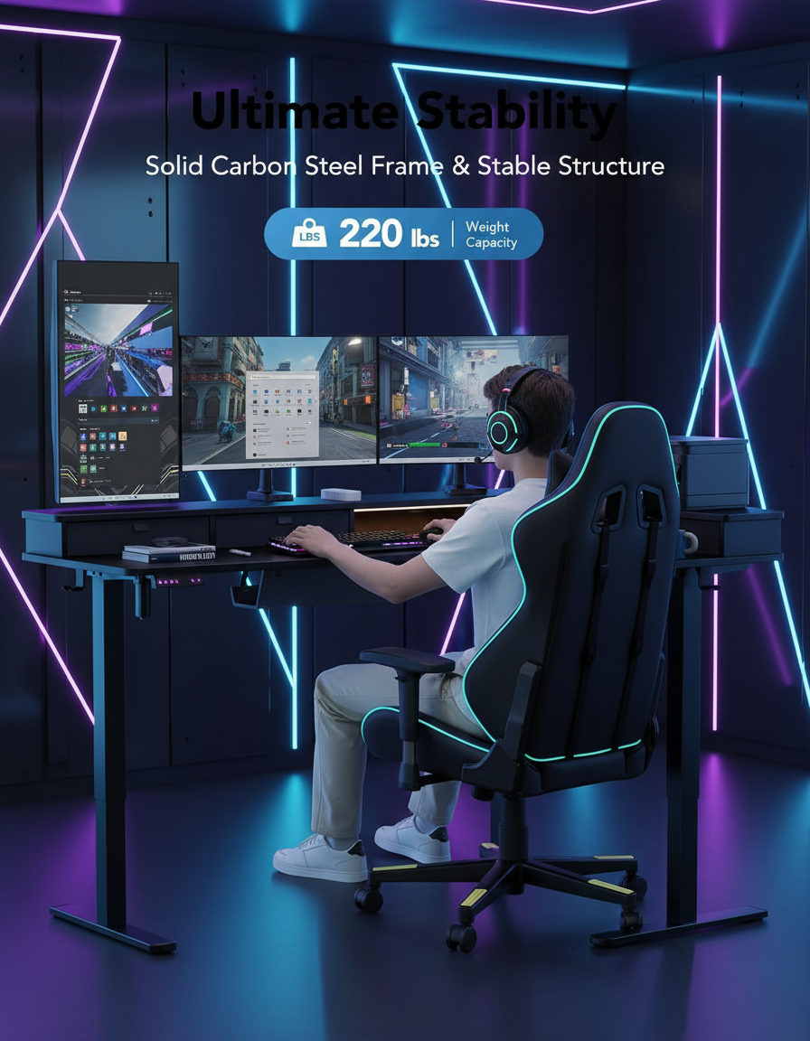 L-Shaped Standing Desk with Storage