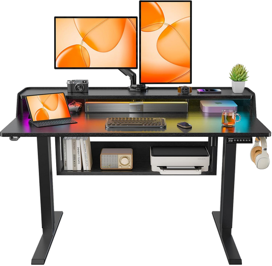 RGB Desk with Storage Shelves
