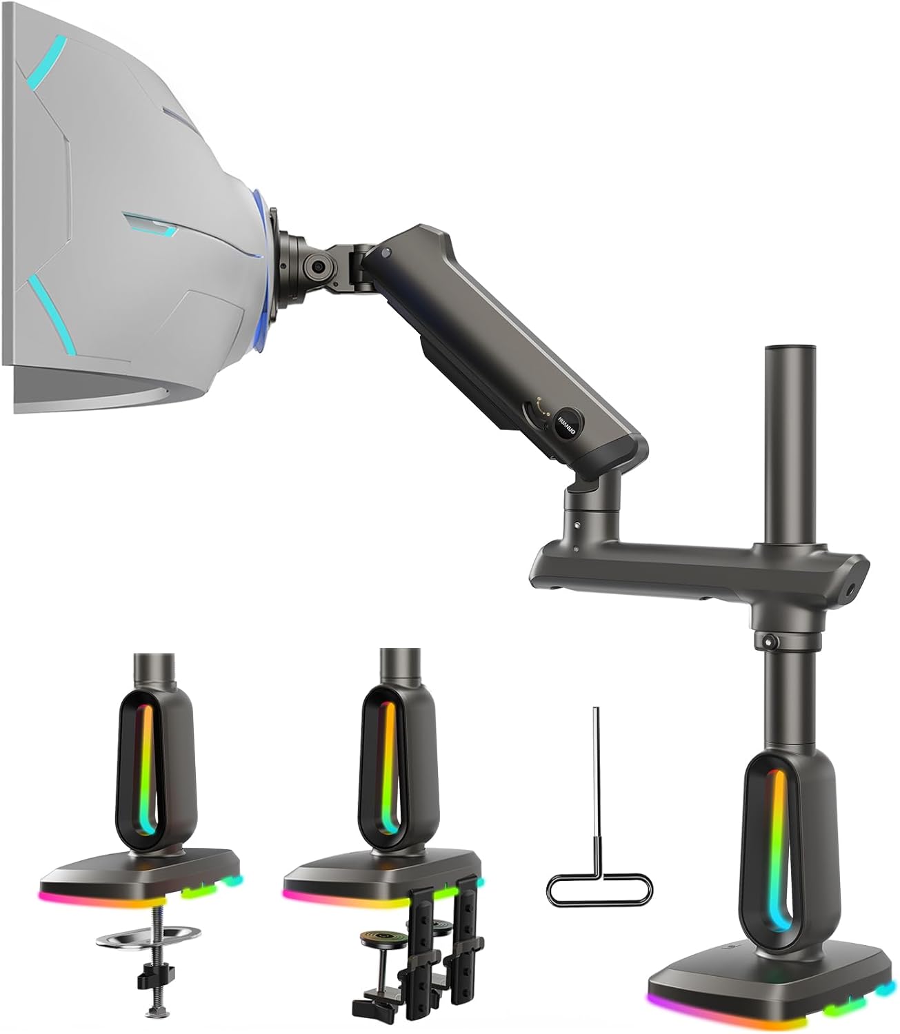 SS44 Single Monitor Arm with RGB Light