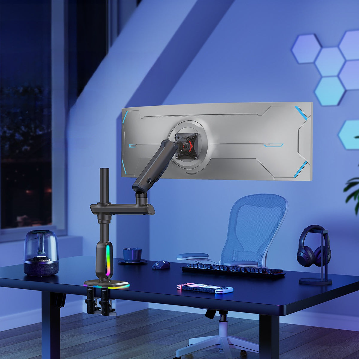 SS44 Single Monitor Arm with RGB Light