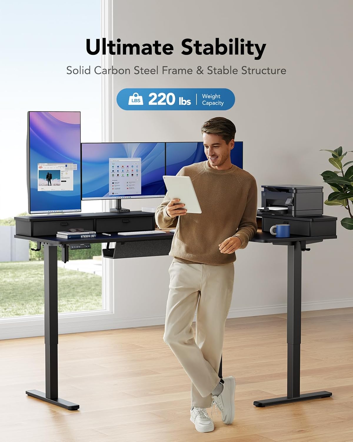 L-Shaped Standing Desk with Storage