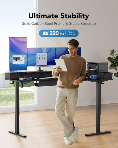 L-Shaped Standing Desk with Storage