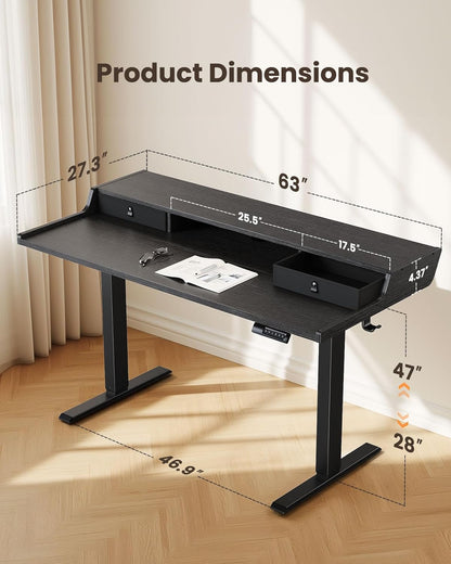 Core Series Standing Desk - +Upper Drawers