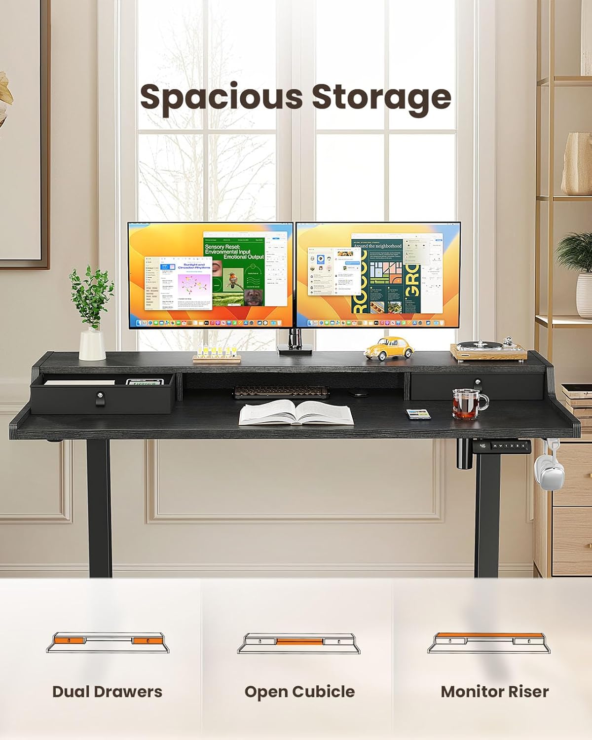 Core Series Standing Desk - +Upper Drawers