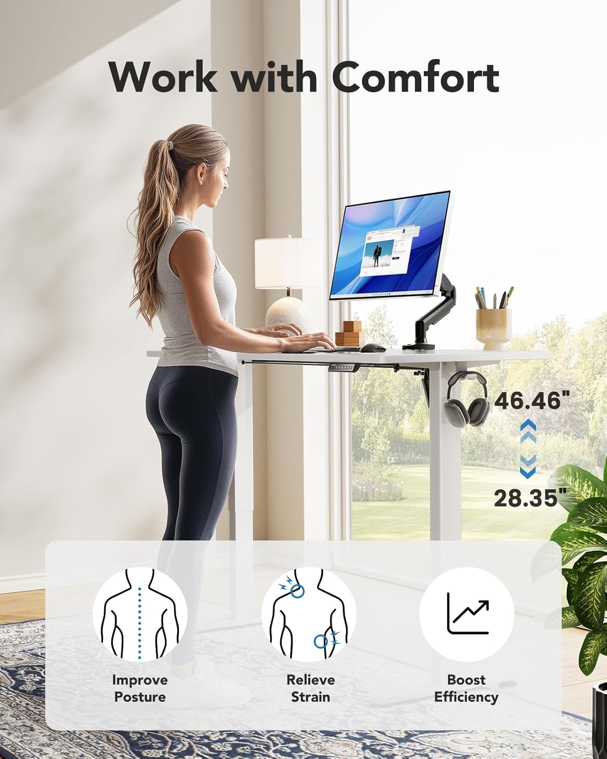 Core Series Standing Desk - +Upper Drawers