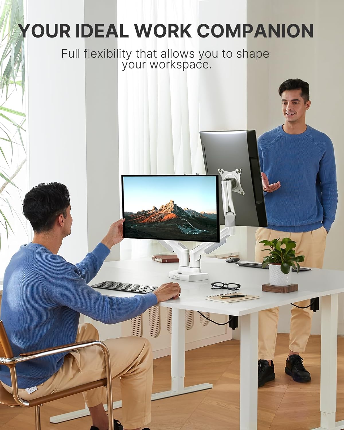 DS6 Essential Dual Monitor Arm - White