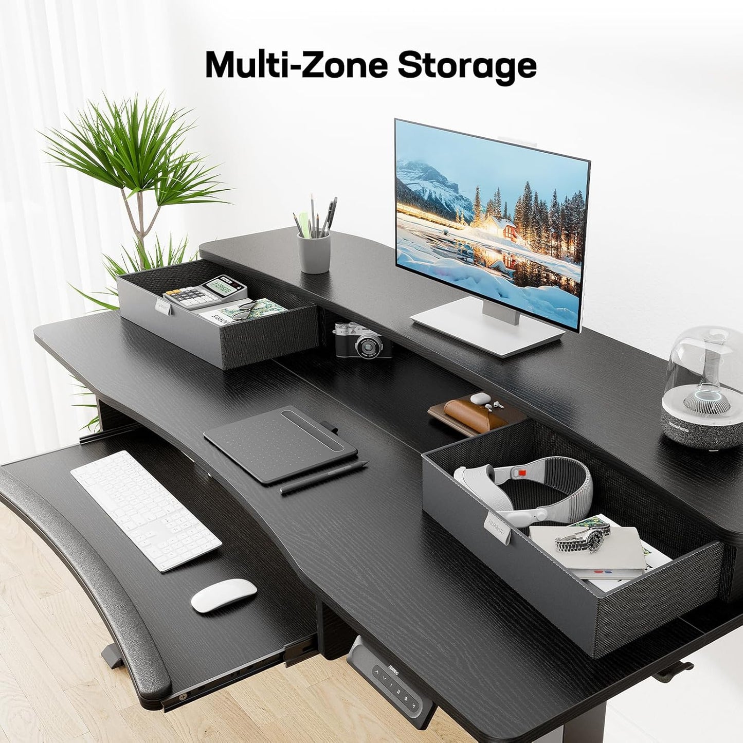 Electric Standing Desk with Storage & Keyboard Tray - New Release! - 48" x 26"