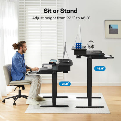 Electric Standing Desk with Storage & Keyboard Tray - New Release! - 48" x 26"
