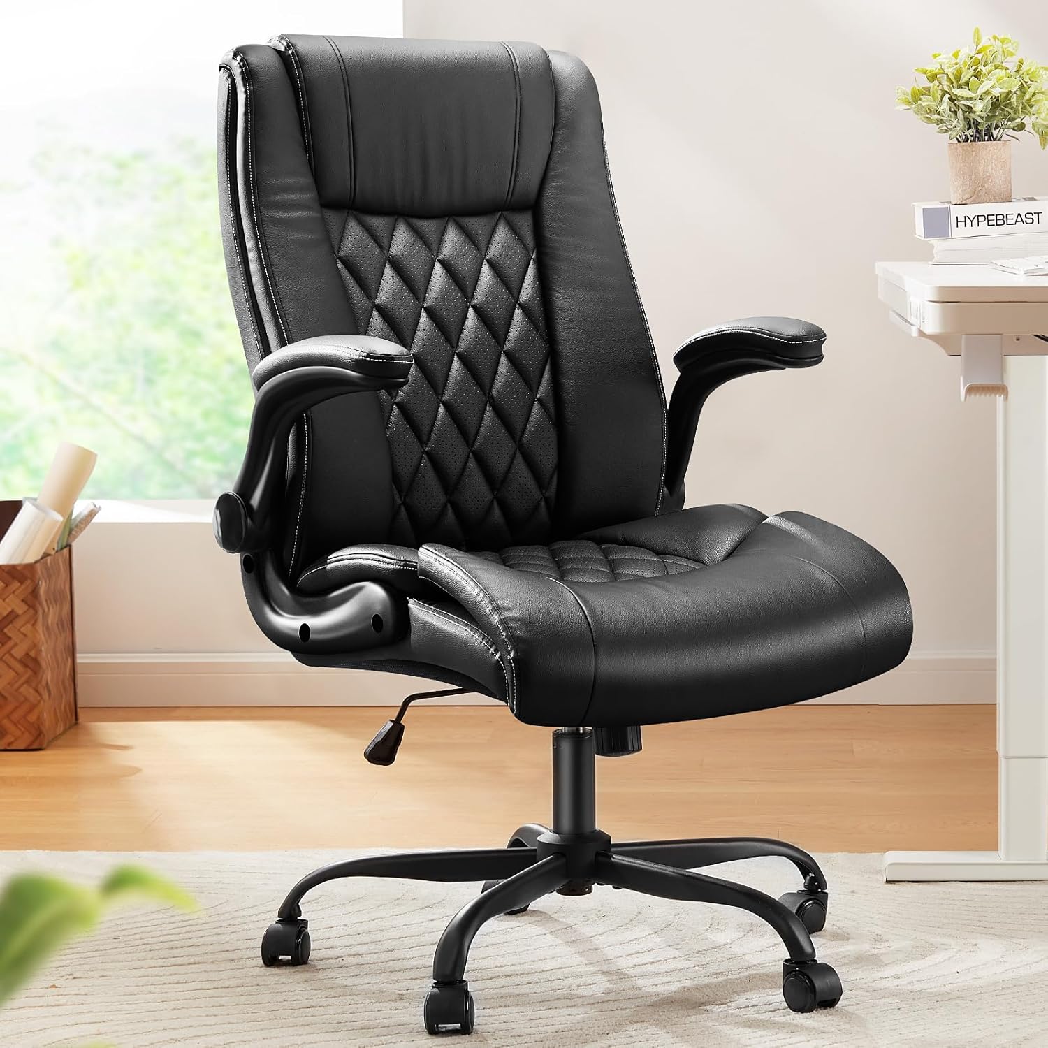 Executive Office Chair with Flip - up Armrests - Black