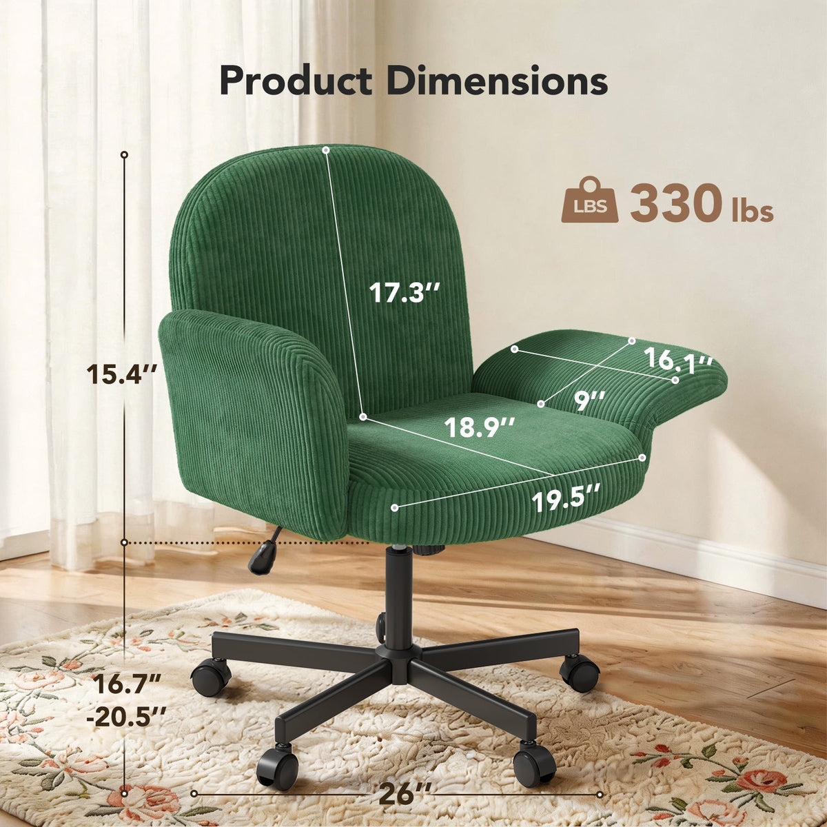 Free-Sit Wide Corduroy Chair - Grass Green