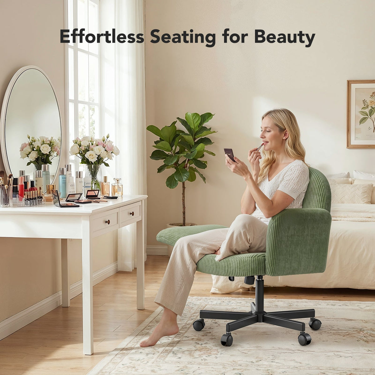 Free-Sit Wide Corduroy Chair - Grass Green