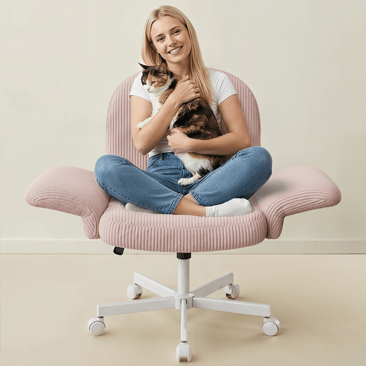 Free-Sit Wide Corduroy Chair - Grass Green