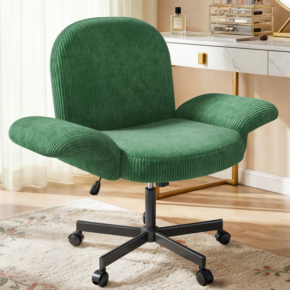 Free-Sit Wide Corduroy Chair - Grass Green
