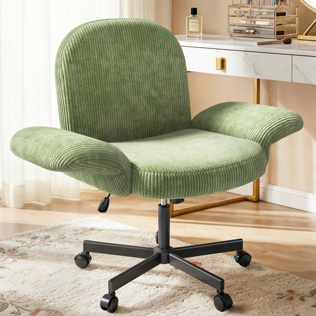 Free-Sit Wide Corduroy Chair - Grass Green