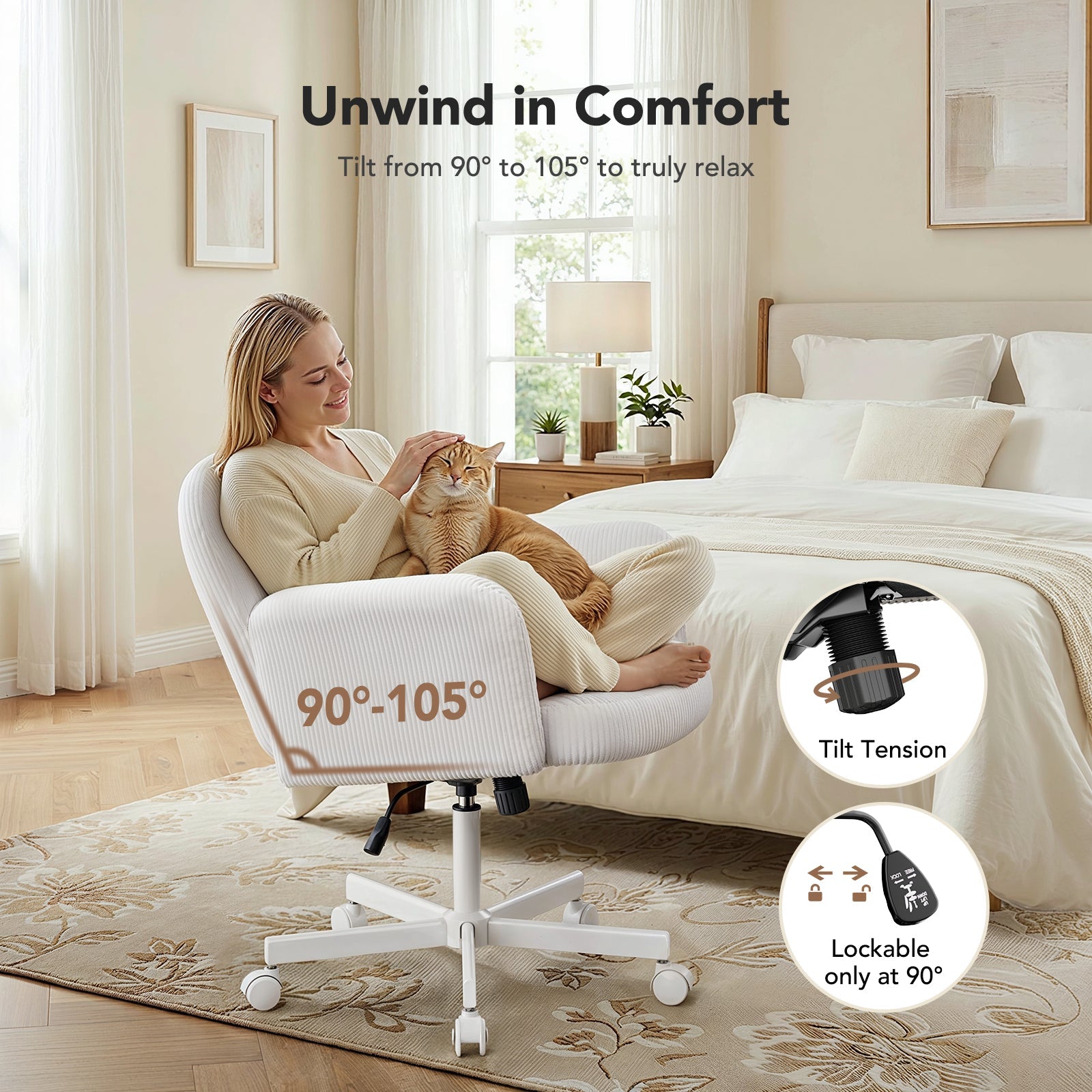 Free - Sit Wide Corduroy Chair - White