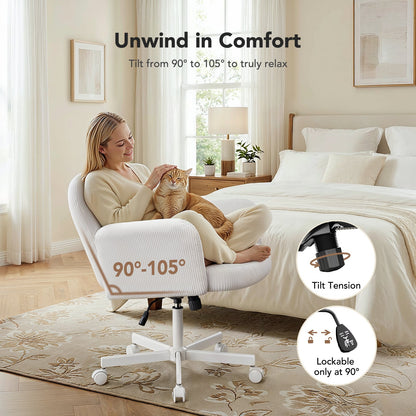 Free - Sit Wide Corduroy Chair - White