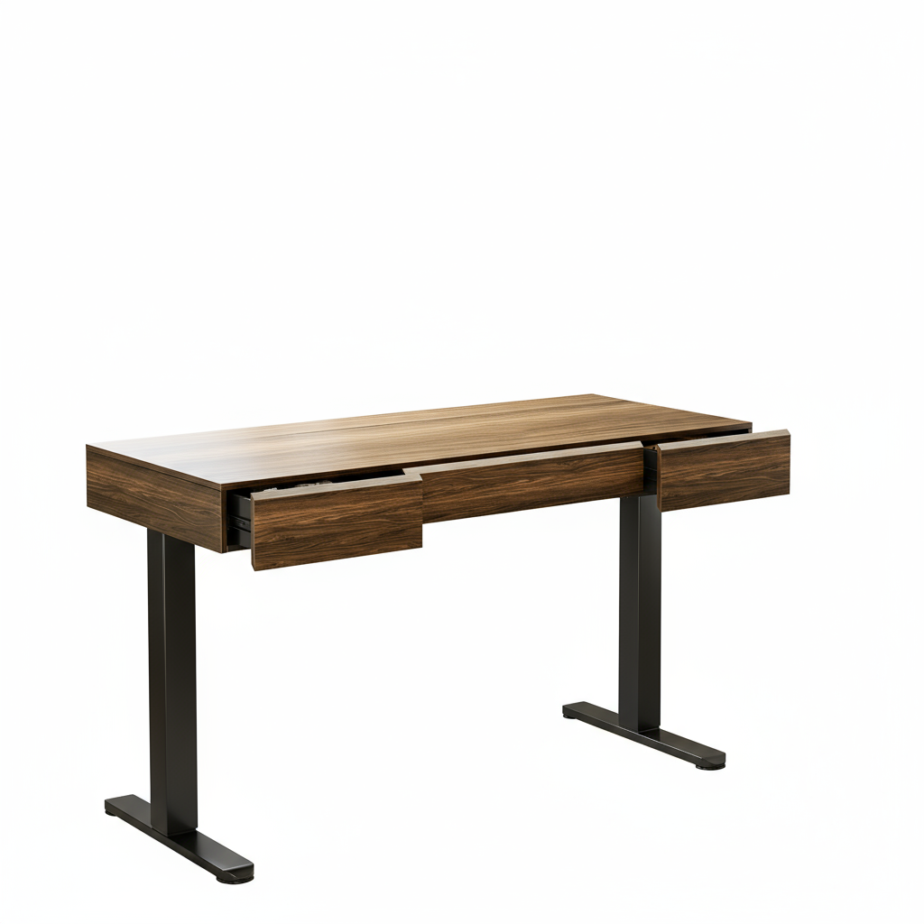 Whole-piece Desktop Standing Desk with 3 Drawers