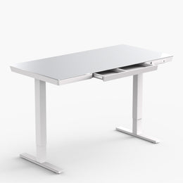 Glass Standing Desk with Drawer