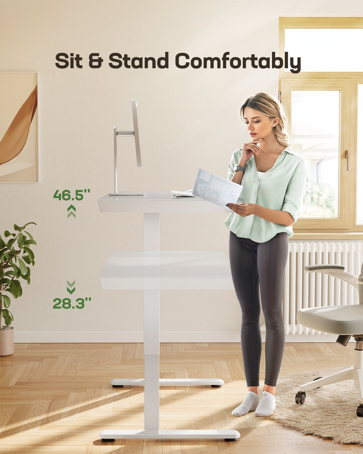 Glass Standing Desk with Drawer - 48" x 24"
