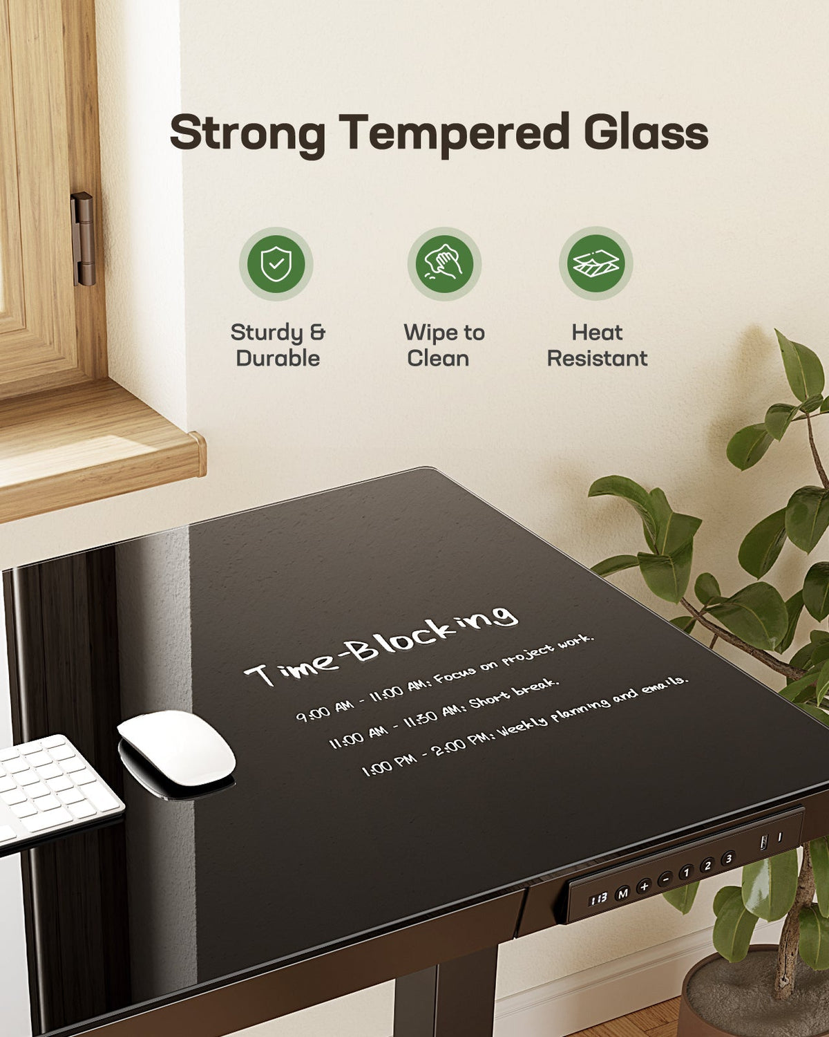 Glass Standing Desk with Drawer - 48" x 24"