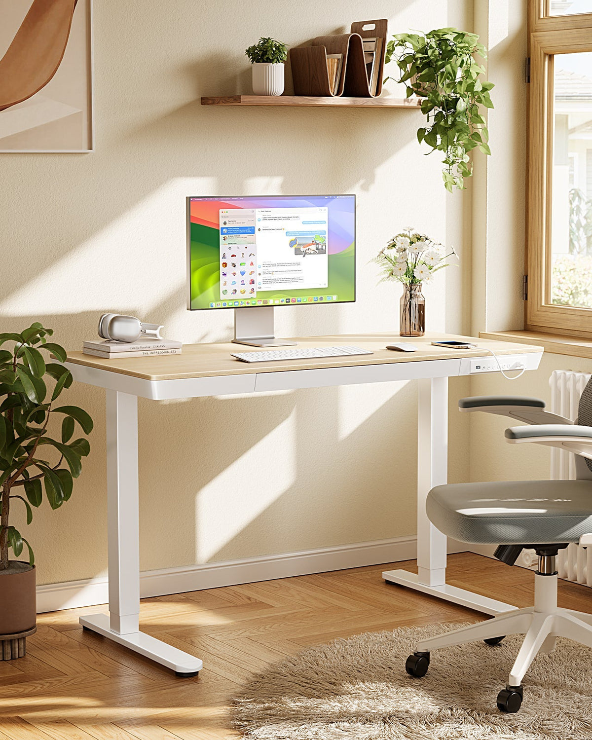 Glass Standing Desk with Drawer - 48" x 24"
