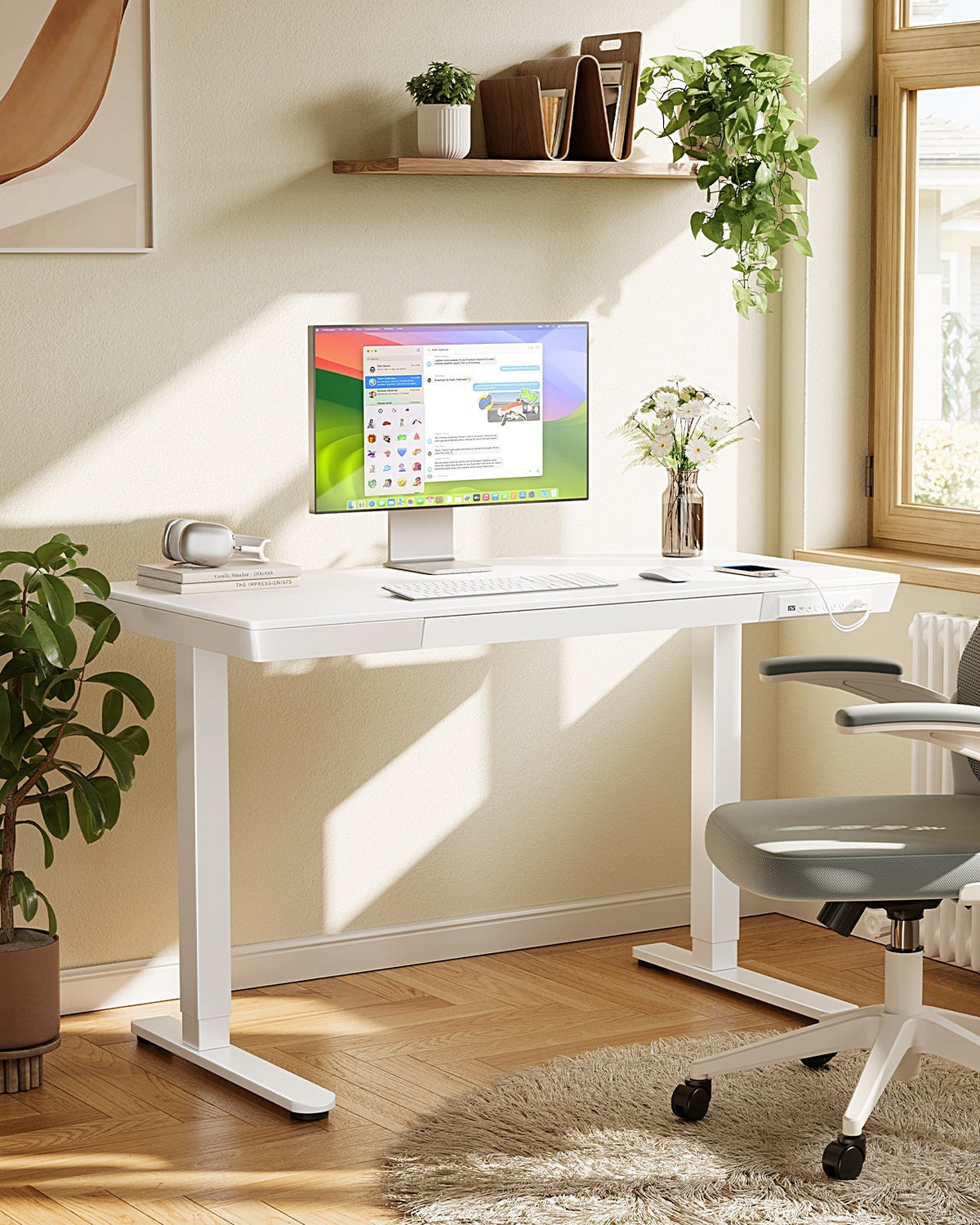 Glass Standing Desk with Drawer - 48" x 24"