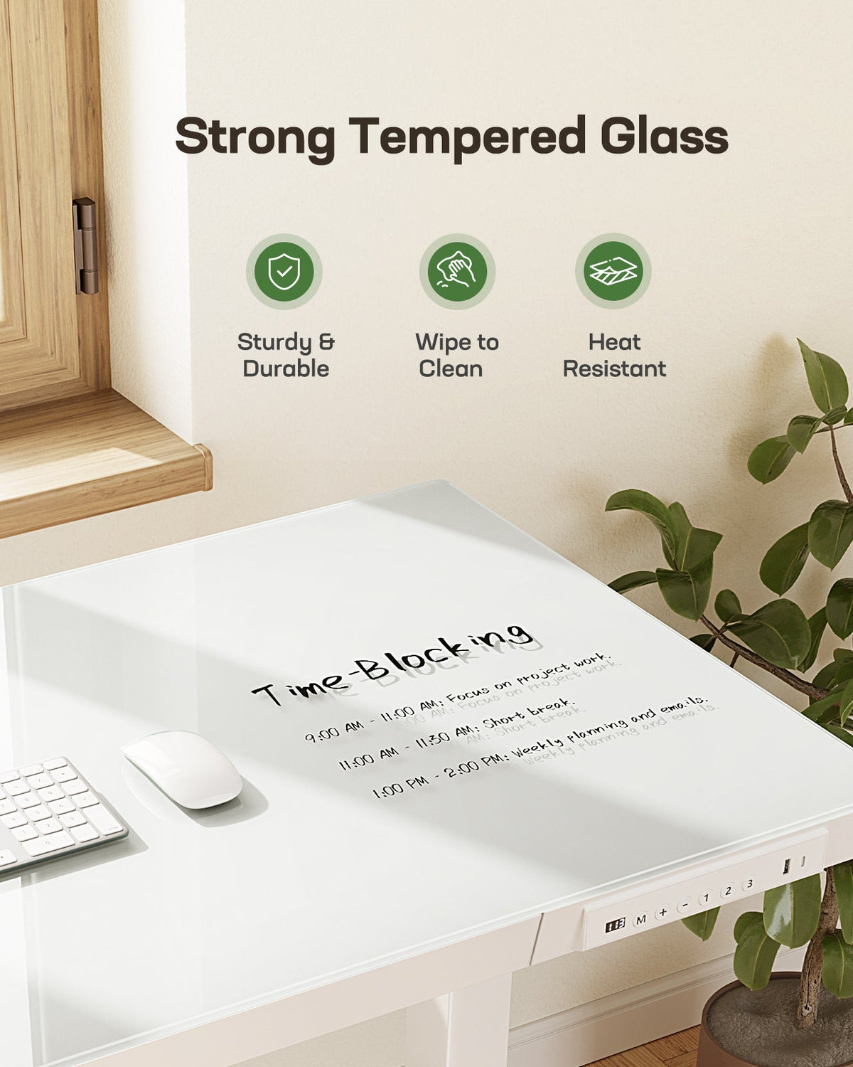 Glass Standing Desk with Drawer - 48" x 24"