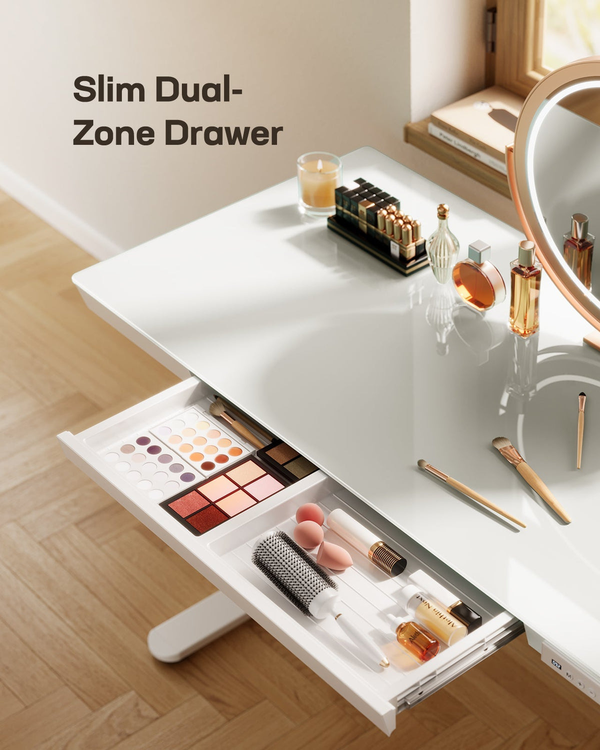 Glass Standing Desk with Drawer - 48" x 24"