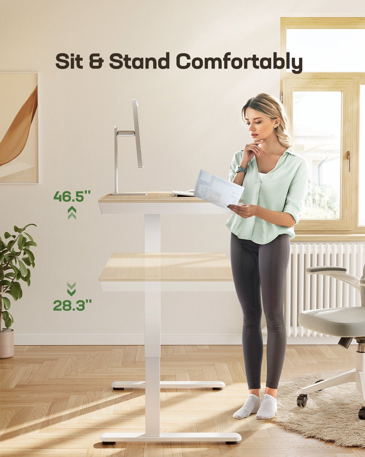 Glass Standing Desk with Drawer - 48" x 24"
