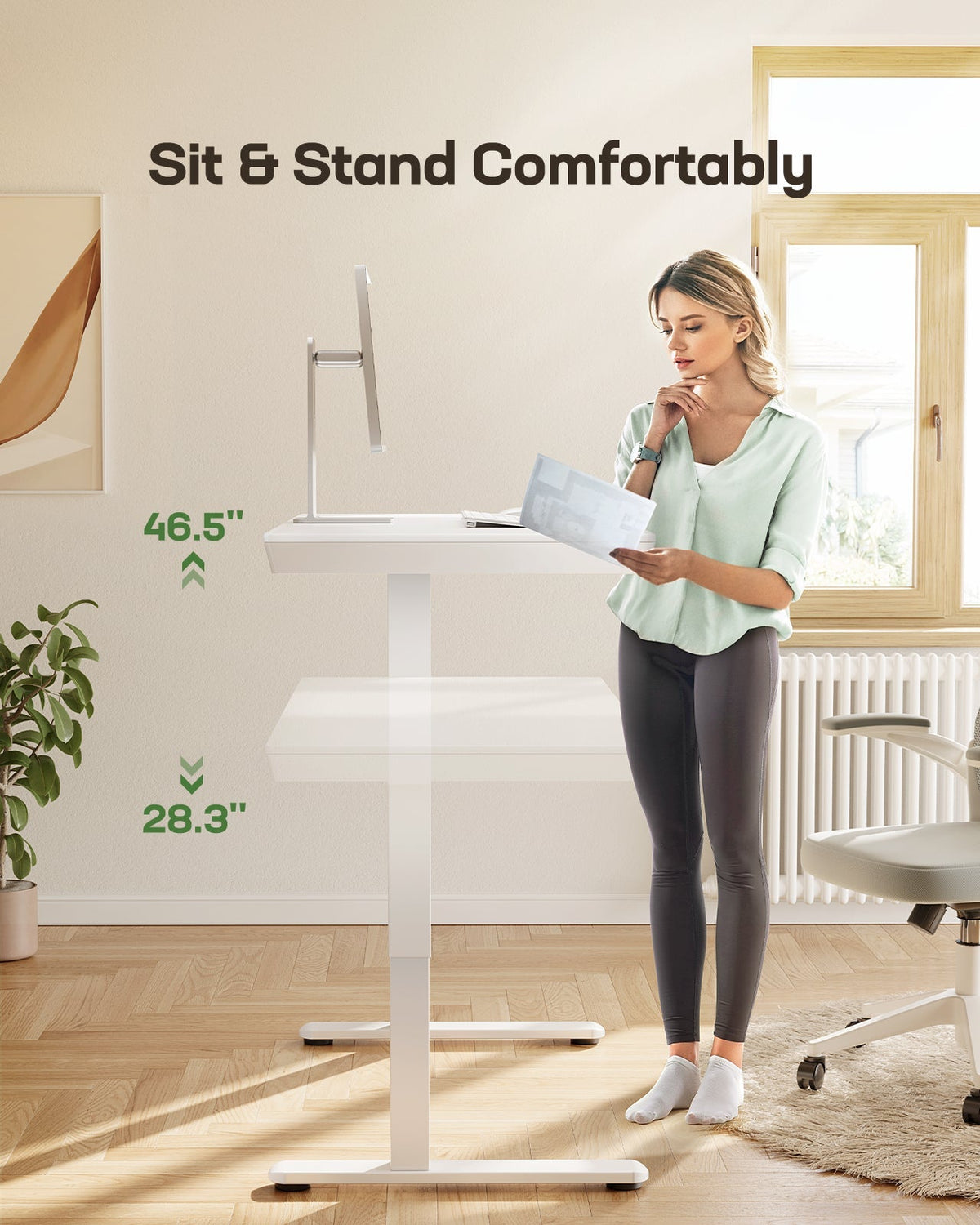 Glass Standing Desk with Drawer - 48" x 24"