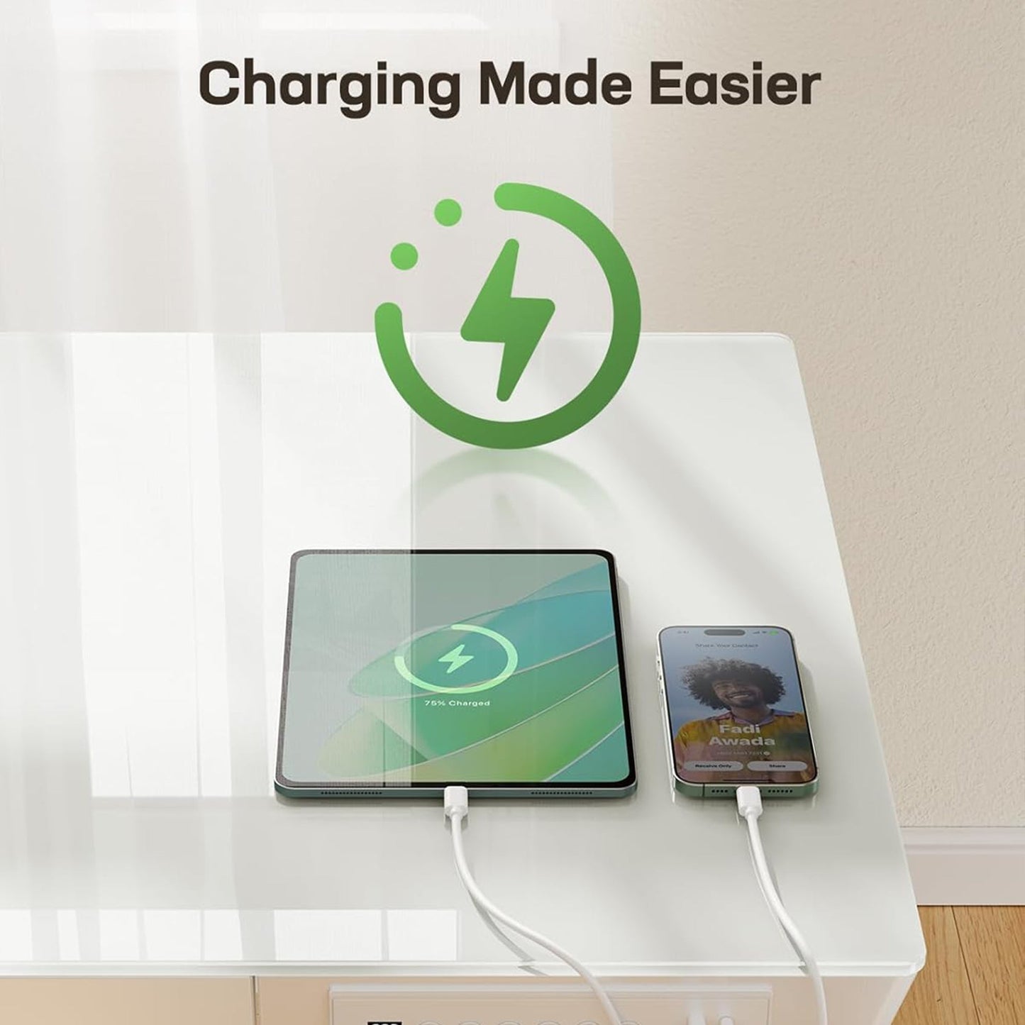 Glass Standing Desk with Drawer - 48" x 24"