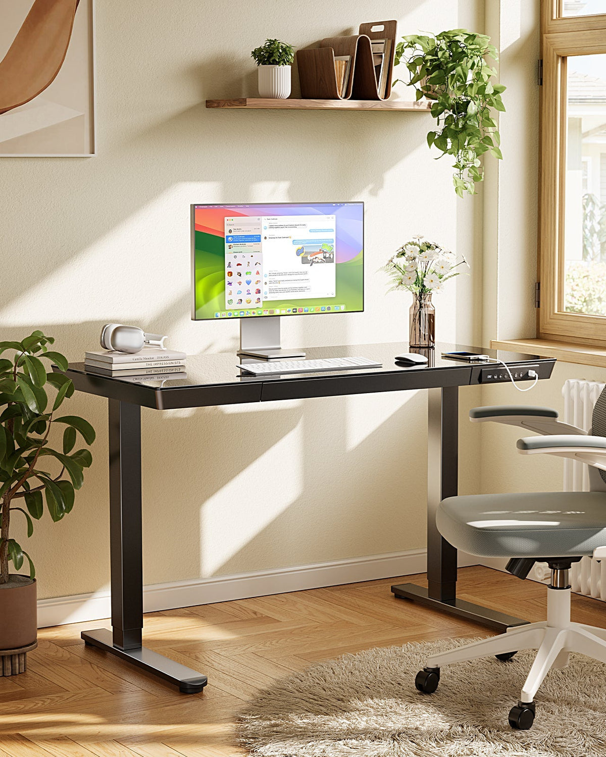 Glass Standing Desk with Drawer - 48" x 24"