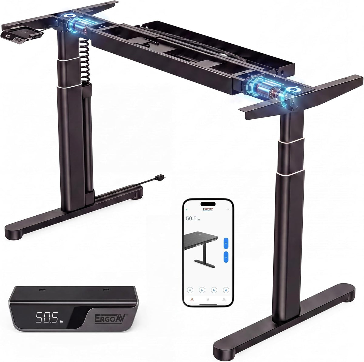 HUANUO 3-Stage Dual Motor Electric Standing Desk Frame -