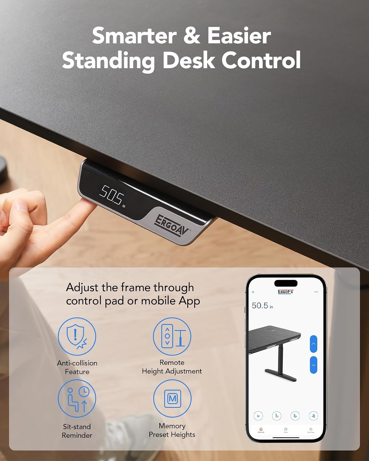 HUANUO 3-Stage Dual Motor Electric Standing Desk Frame -