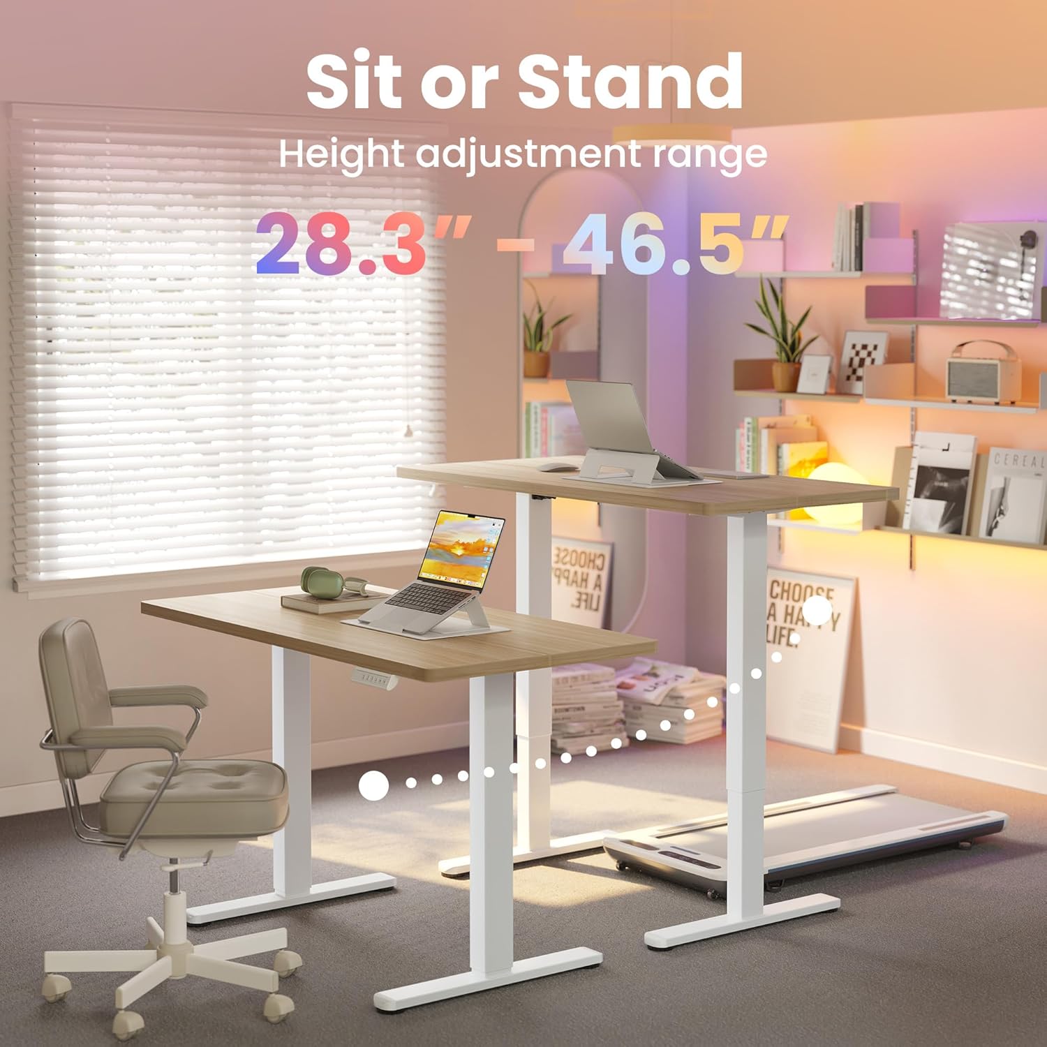 HUANUO 55 x 28 inch Electric Standing Desk Adjustable Height, 4 Memory Height Settings, Sit Stand Up Desk for Home Office & Computer Workstation, Light Walnut - 40" X 24"