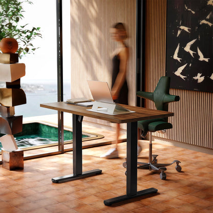 HUANUO 55 x 28 inch Electric Standing Desk Adjustable Height, 4 Memory Height Settings, Sit Stand Up Desk for Home Office & Computer Workstation, Light Walnut - 40" X 24"